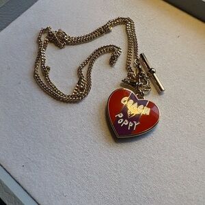 Coach Poppy Red and Purple Locket  Heart Necklace
